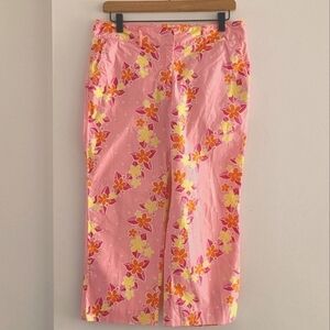 Lilly Pulitzer pink floral cropped pants size 8